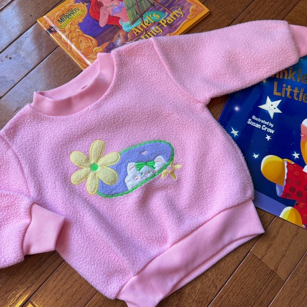 Vintage Kohana Embroidered Floral Spring Cat Sweatshirt, 18 Months *flaw*